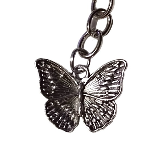 SILVER Butterfly Keychain Keyring BUTTERFLIES Link Butterfly Charm Pendant NEW - Picture 4 of 5